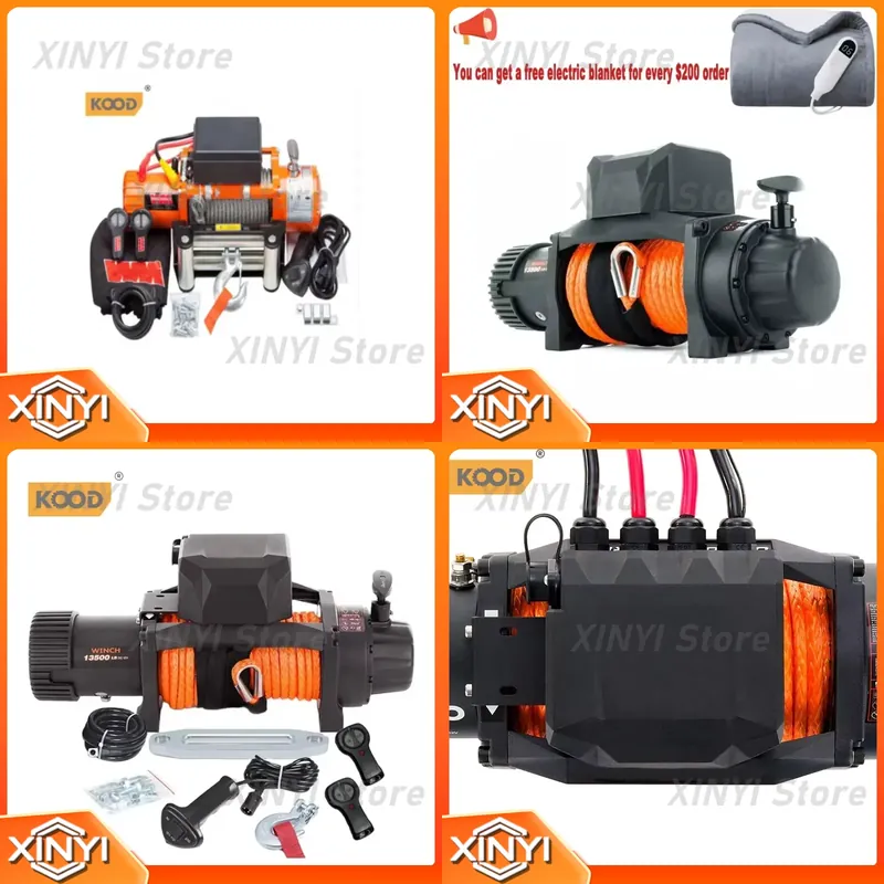 Winch 12000Lb Synthetic Rope - KOOD Elektryczna wciągarka 24V do odzyskiwania