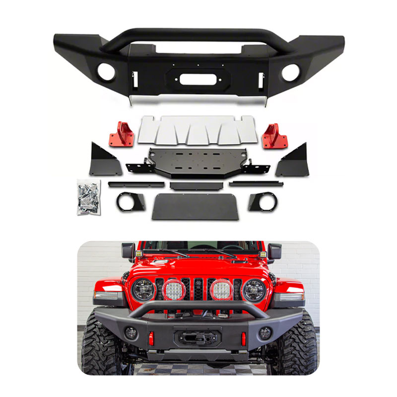 Winch Bumper Mount Plate - Stalowy, czarny, sportowy przedni zderzak typu